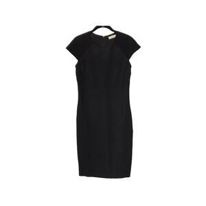 Tory Burch Kiersten Dress Size M Black Wool Stretch Light Knit Jacquard Sheath